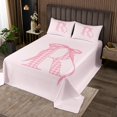 thumbnail image 2 of Erosebridal Teens Monogrammed Coverlet Set King, Initial R Letter Bedding Set, Pink Bowknot Decor, 2 of 5