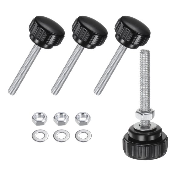 4 Piezas de Perillas de Sujeción Estriadas con Tuercas y Arandelas, Tornillo de Cabeza de Hombre M6x40mm