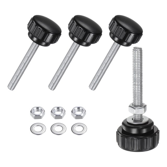 4 Piezas de Perillas de Sujeción Estriadas con Tuercas y Arandelas, Tornillo de Cabeza de Hombre M6x40mm