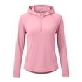 thumbnail image 7 of Qgtaibl Women UPF 50+ Hooded Sun Protection Shirts Quarter Zip Raglan Long Sleeve Rash Guard Zipper Pockets Thumb Holes Lightweight Athletic Tops Pink XL, 7 of 7