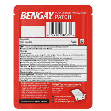 BENGAY Ultra Strength Pain Relief Patch for Muscle Pain On-the-Go, Large 3.9 x 7.9 inches, 1 ea