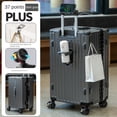 thumbnail image 1 of Maleta con marco de aluminio de 32 pulgadas, maleta de viaje cubierta de carrito con contraseña, maleta de viaje cabina, equipaje con rueda de freno de 20 "con portavasos USB, maletas de viaje, 1 of 4