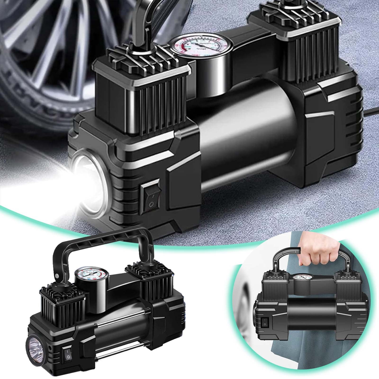 Tire Inflator Portable Air Compressor 12V Car With Mechanical Pressure Gauge 150 Handheld Tire Inflator For Car Tires With LED Light Baby Punching Bag Inflatable Kayak for 2 People Inflatable Pumping