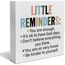 Zomyto 5"x5" Inspiration Saying Wooden Box Sign Little Reminders You are Enough Wood Block Plaque Decor