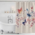 thumbnail image 2 of Colorful Butterfly Shower Curtain Set - 72" x 78" Washable Bathtub Curtain with 12 Hooks, Spring Summer Botanical Flowers Waterproof Fabric Stall Shower Curtains for Bathroom/Bathtub Décor, 2 of 6