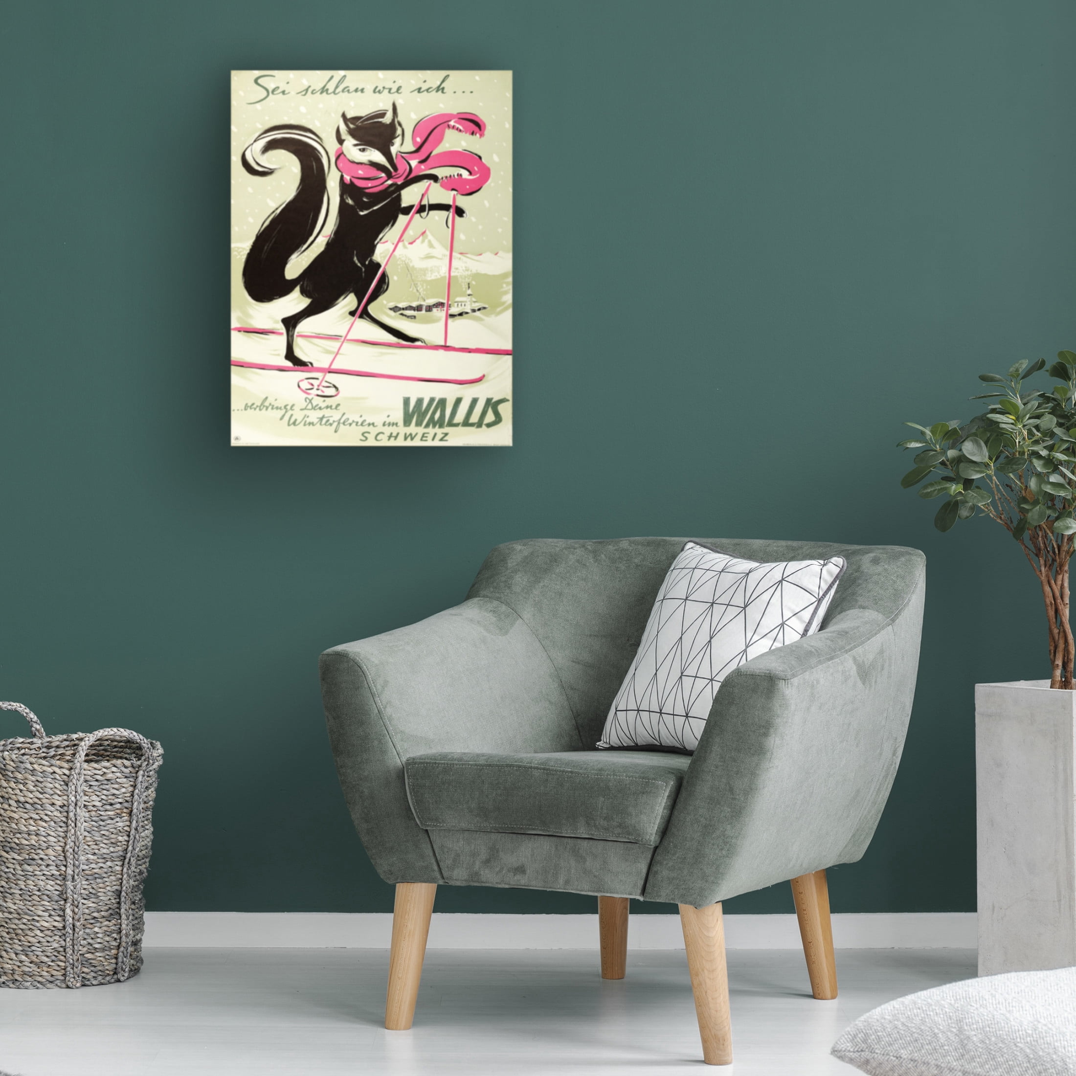 Canvas Wall Art - Vintage Apple Collection 'Swiss Ski Poster' Wall Art for Living Room, Bedroom, or Office Décor by Trademark Fine Art - 18 x 24 Inches