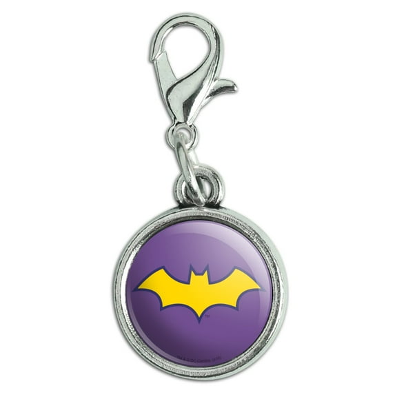 Batman Batgirl Logo Antiqued Bracelet Pendant Zipper Pull Charm with Lobster Clasp