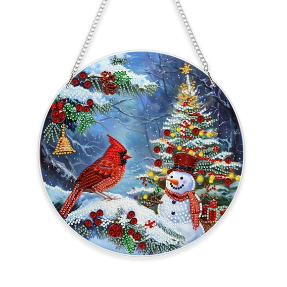 Kit de decoración navideña con diamantes para colgar, diseño de muñeco de nieve y pájaro Eiflow