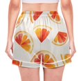 thumbnail image 3 of Women's Satin Pajama Shorts Watercolor Grapefruit Slices with Pockets, Elastic Waist Sleep Lounge Shorts, 3 of 7