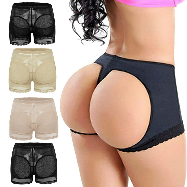 Women's Butt Lifter Underwear Boyshorts Panties Body Shaper Buttocks Rich  Shapewear Booster Booty Shorts, Beige, L 