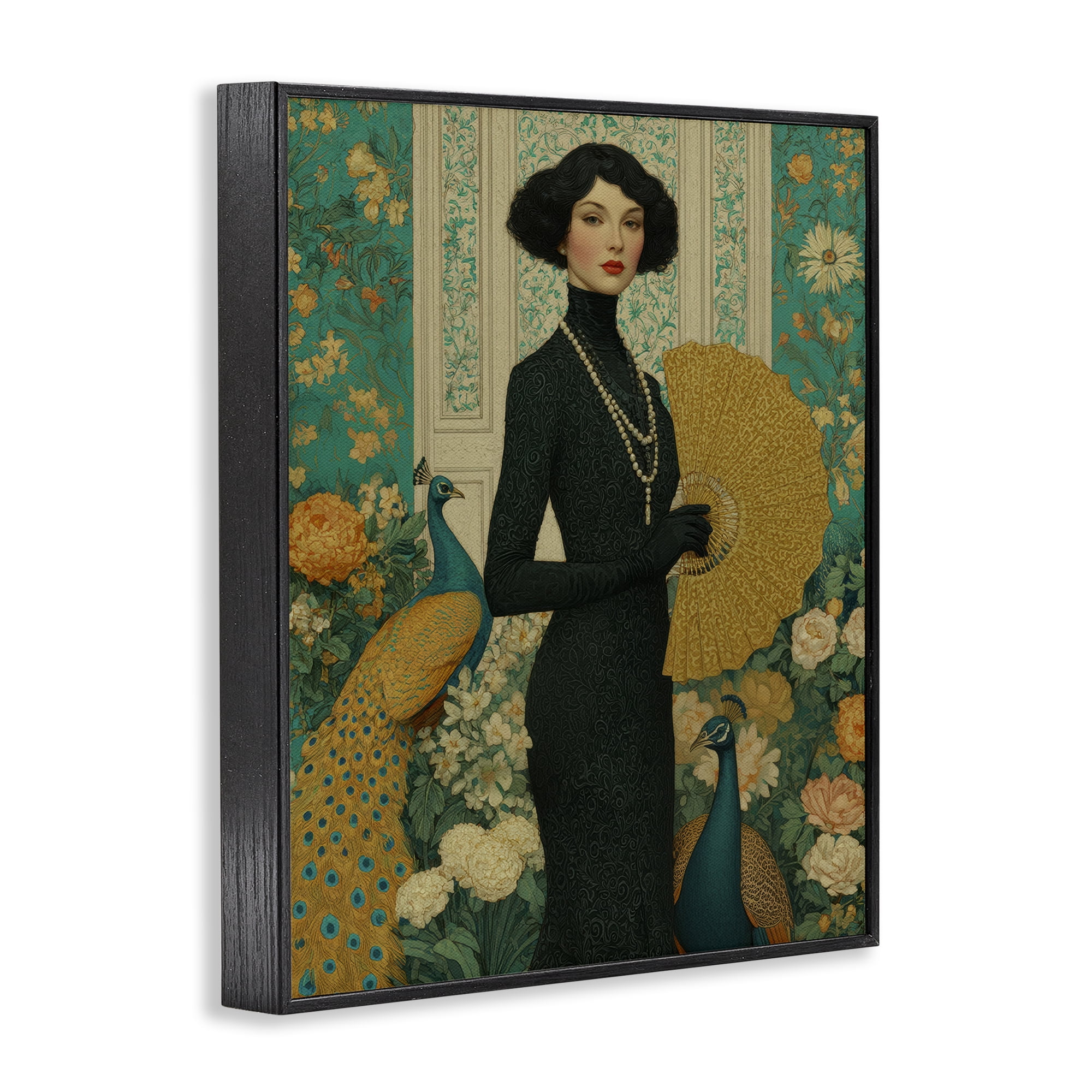 Stupell Industries Floral Velvet Reign Black Framed Giclee Art, design by A Barefoot Stylist