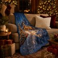 thumbnail image 3 of Snowy Cabin Christmas Scene, Festive Holiday Scene, Warm Flannel Blanket for Living Room and Reading Nook with Detailed Artwork, Art Lovers Christmas Gift, Festive Home Decor, 3 of 9