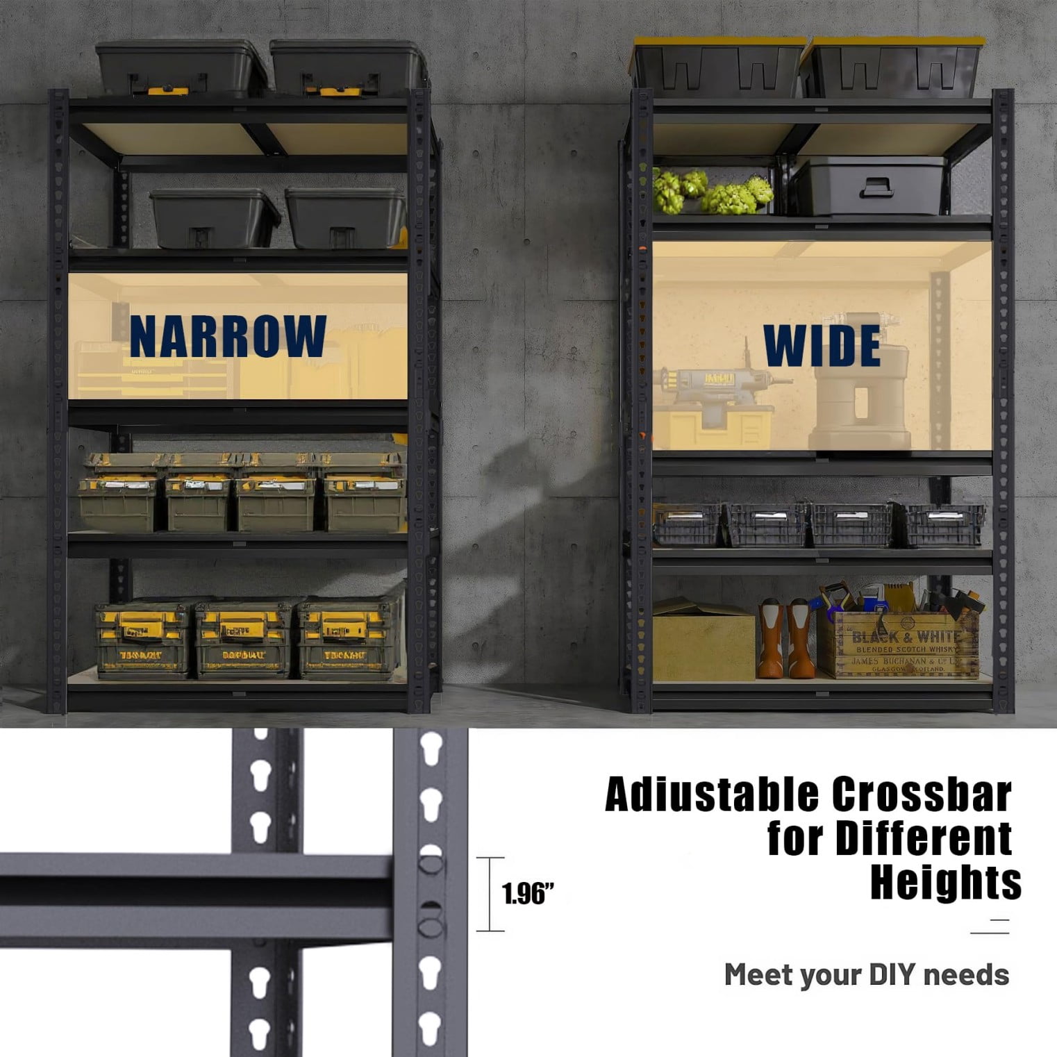 Professional 5-Tier Metal Storage Shelving Unit, 2400 lbs Capacity Heavy Duty Rack, 60"H x 28"W x 12"D