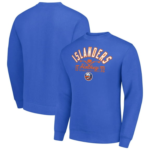 Men's Starter Royal New York Islanders Stick And Puck Logo Fleece Pullover Sweatshirt