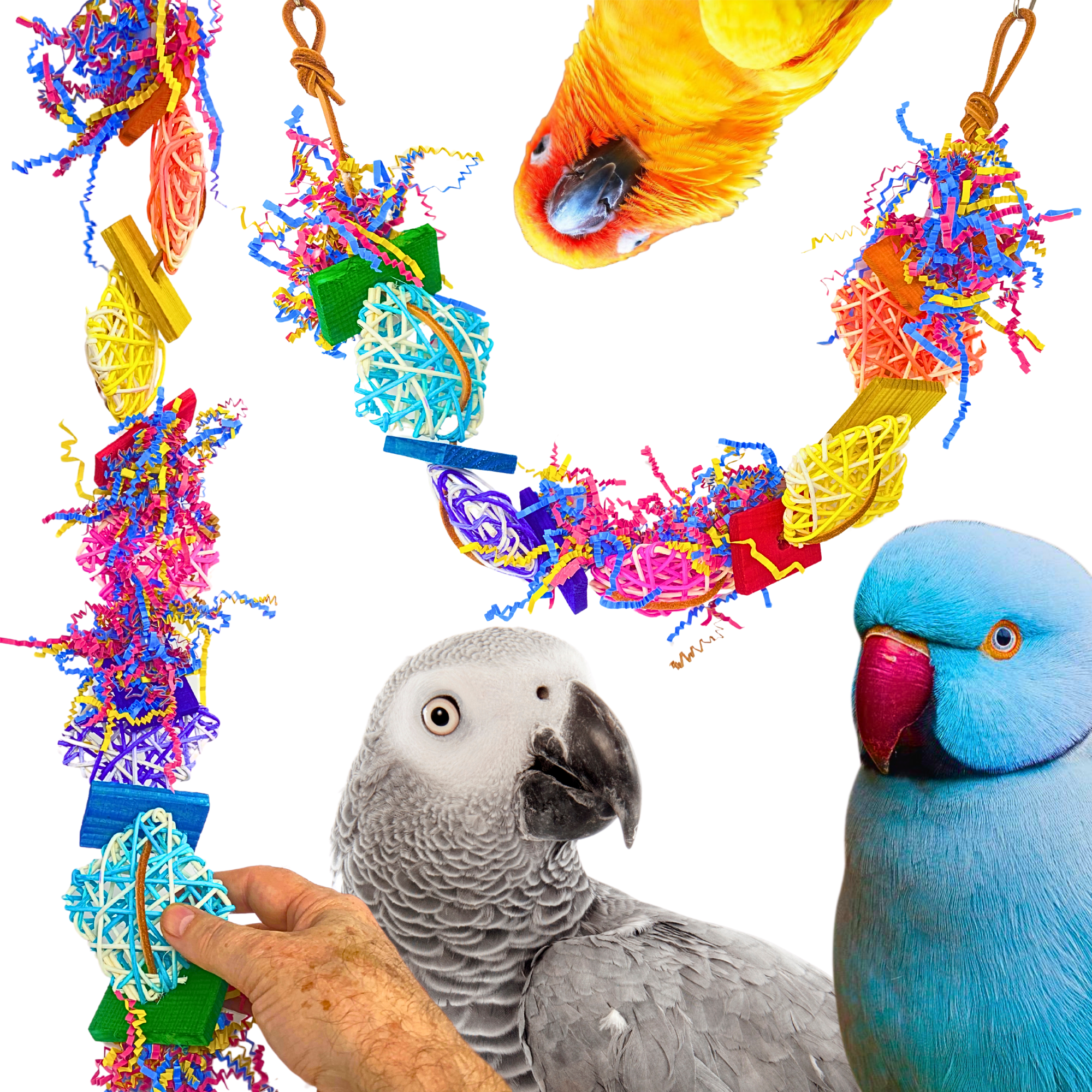 Bonka Bird Toys 3933 Crinkle Carnival Color Chew Shred Forage Parrot Cage Toy