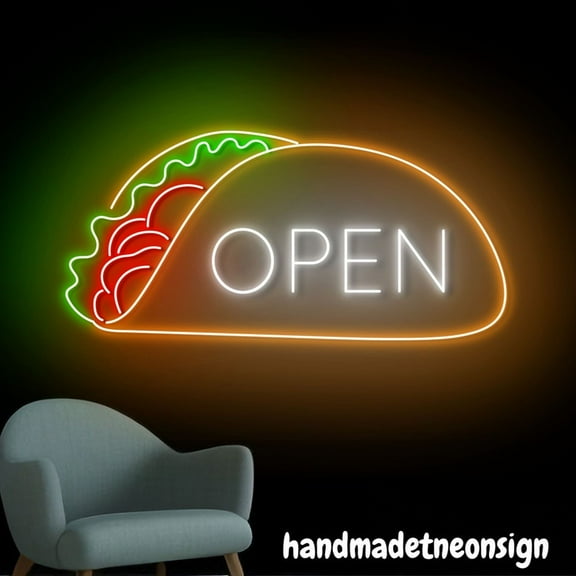 Handmadetneonsign Open Tacos Neon Sign, Tacos Led Sign, Mexico Tacos Led Light, Mexican Tacos Light 66348