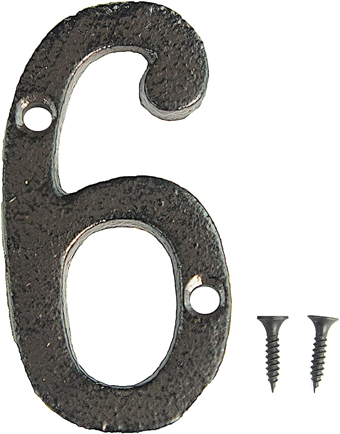 Rustic Cast Iron Address House Number Lettering 3 x 1.5 Inch (Number 6) Mounting Hardware Included 1pc