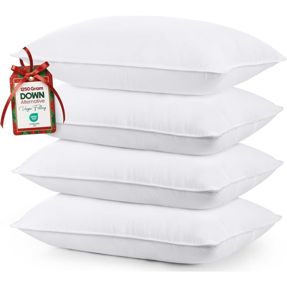 Bedding Bed Pillows for Sleeping (White), King Size, Set of 4, Hotel Pillow, Cooling Pillows for Side, Back or Stomach Sleepers