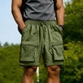 thumbnail image 2 of Besolor Cargo Shorts for Men Drawstring Elastic Waisted Wide Leg Lightweight Thin Quick Dry Workout Hiking Shorts with Multi-pocket(XX-Large,Army Green), 2 of 7