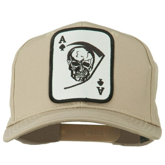 Ace Military Card Patched Solid Twill Cap - Khaki OSFM