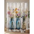thumbnail image 4 of Fsddascl Flowers Shower Curtain Set - 36" x 78" Washable Bathtub Curtain with 12 Hooks, Daisies Bottle Floral Wildflower Wood Grain Waterproof Fabric Stall Shower Curtains for Bathroom/Bathtub, 4 of 6