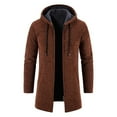thumbnail image 2 of ZXLBBD Mens Fall Winter Solid Color Hooded Zipper Warm Cardigan Knitted Coat Casual Outdoor Cozy Daily Wear, 2 of 5
