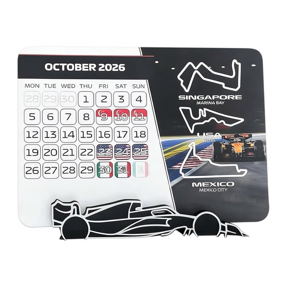 2026 Racing Calendar, Race Event Desk Calendar with Full Schedule, Motorsport Racing Calendar Planner with Stand, Desktop Decoration for Home Office Fans