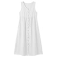 thumbnail image 5 of Horkkom Maxi Dresses for Women V Neck Sleeveless Solid Color Linen Dress Loose Casual Long Dresses with Pockets, S-3XL, 5 of 8