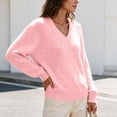 thumbnail image 7 of yillto Womens Fall Sweaters Knit Long Sleeve Warm Tops V Neck Pullover Sweater Solid Color Winter Clothes, 7 of 7