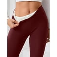 thumbnail image 5 of High Waisted Thicken Leggings for Women - No See Through Tummy Control Cycling Workout Yoga Pants Wine Red M, 5 of 8