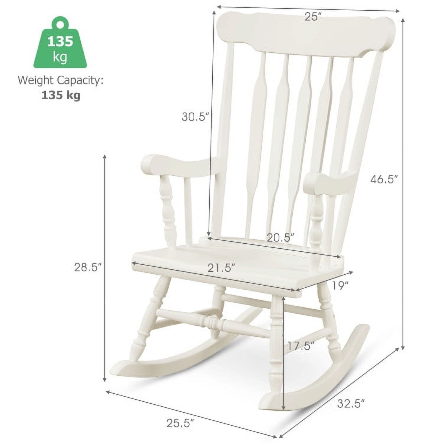 Aimee Lii Outdoor Rocking Chair, Patio Rocker Chair for Lawn, Porch, Backyard, Indoor and Garden, Retro styling, White