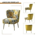 thumbnail image 4 of Upholstered Floral Accent Chairs Set of 2 Side Tufted Gold Legs Home Living Bedroom Relaxing Yellow, 4 of 8