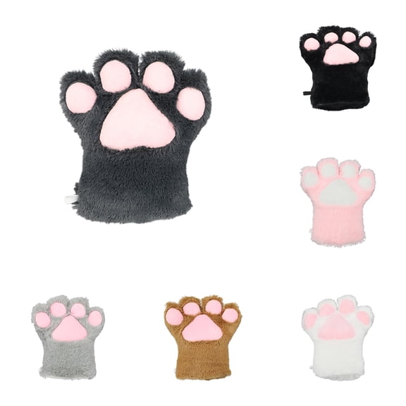 QTSHPN Winter Warm Gloves Winter Cat Fingerless Cosplay Mittens Performance Events Fashion Gloves for Women Dark Gray One Size