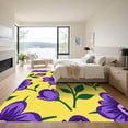 thumbnail image 3 of ODIKA 2x3 Machine Washable Non-Slip Area Rug, Velvet Rose Petal Bloom Design High Traffic Rug, Yellow, 922989, 3 of 7