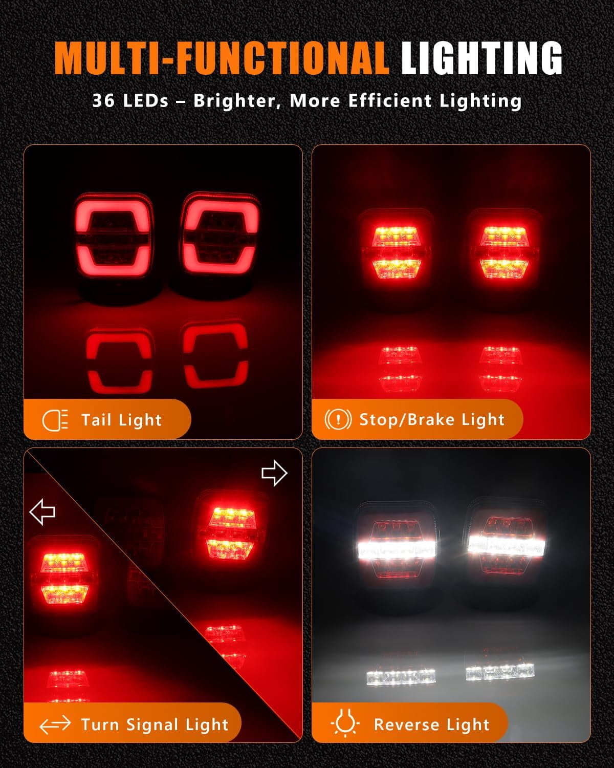 Wireless Trailer Lights-Magnetic Trailer Lights Adjustable Tow Light with Suction Cup, Rechargeable Towing Tail Light Kit Brake,Turn&Reverse Light Portable LED Towing Lights for Trucks,Boat,RV,Camper