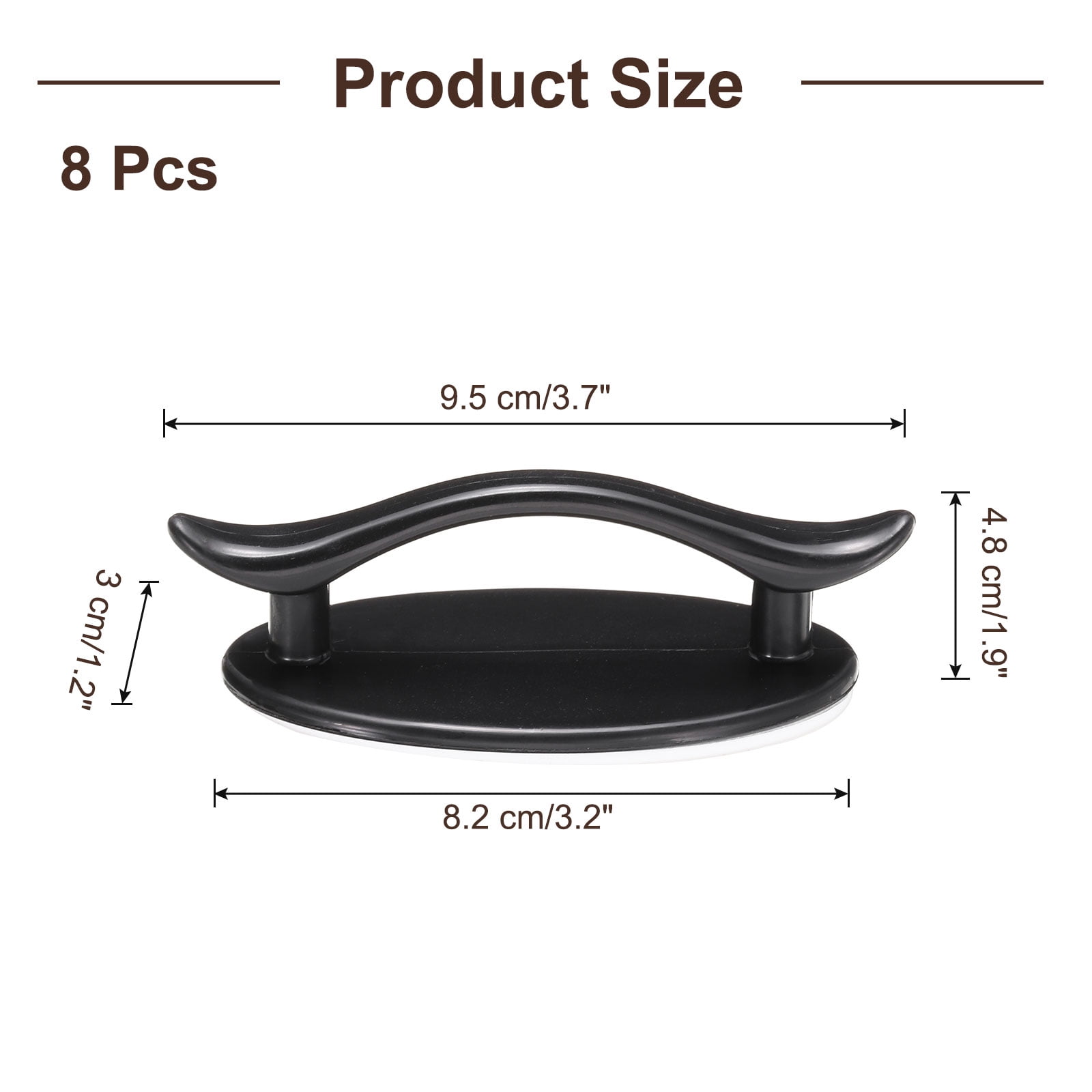 Unique Bargains 4Pcs Self-Adhesive Plastic No-Drilling Handle Pulls Black