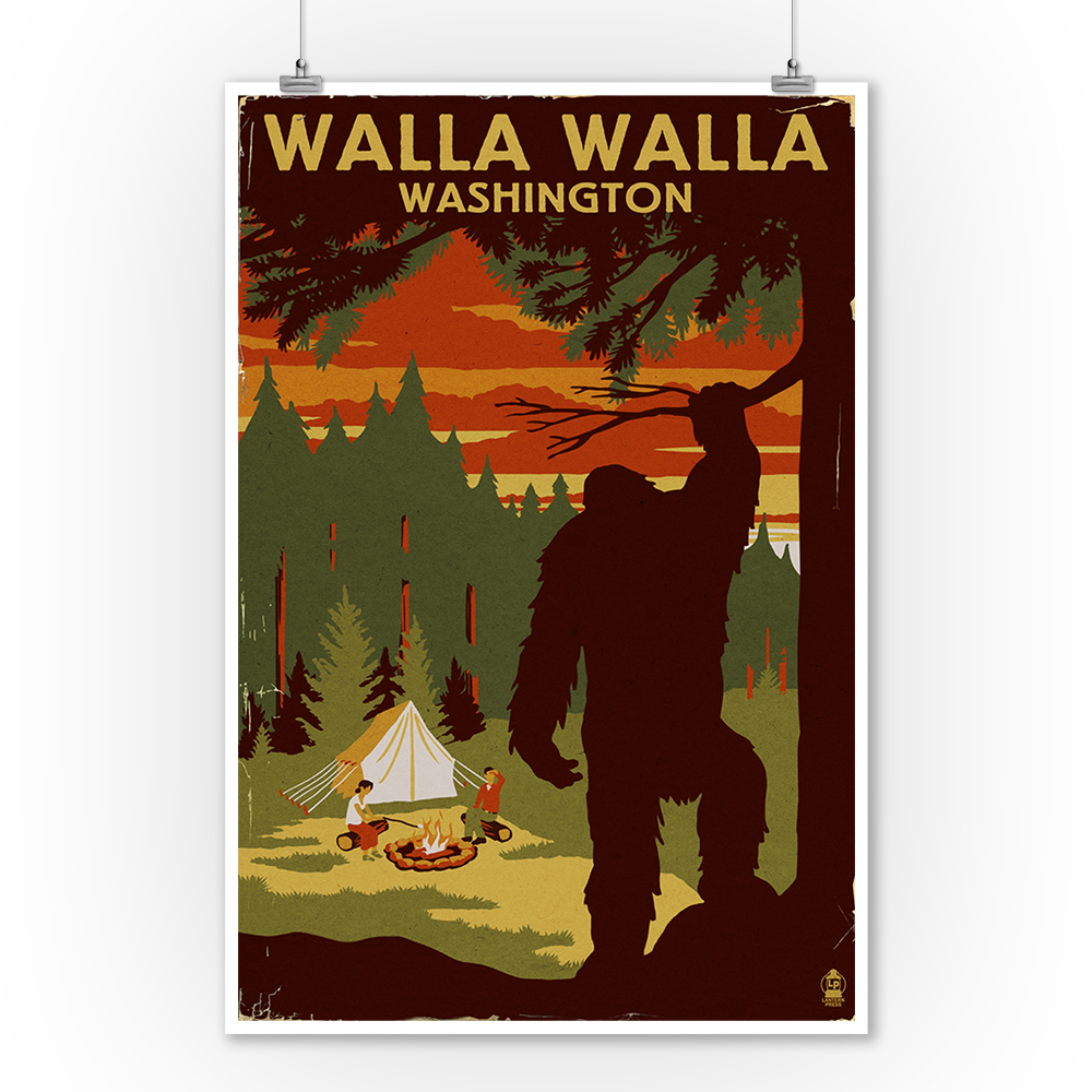 Walla Walla, Washington Home of Bigfoot Lantern Press Poster (9x12 Art Print, Wall Decor