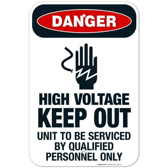 High Voltage Unit To Be Serviced By Qualified Only Sign, OSHA Danger Sign, 12x18 Aluminum