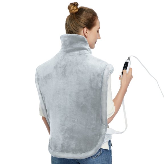Heating Pad for Neck and Shoulders Back Pain Relief, Electric Weighted Heating Pads with Auto Shut Off Large, Full Body Back Heat Pad Fast Heating, 4 Temperature Settings (Grey, 33"x22")