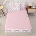 thumbnail image 4 of Homewish Pink Bowtie Zipper Twin Comforter Sets with Fitted Sheet and 2 Pillowcases For Girls,Cartoon Letter Alphabet C Kids Zipper Bedding Set,Pink Reversible,4 Pieces, 4 of 7