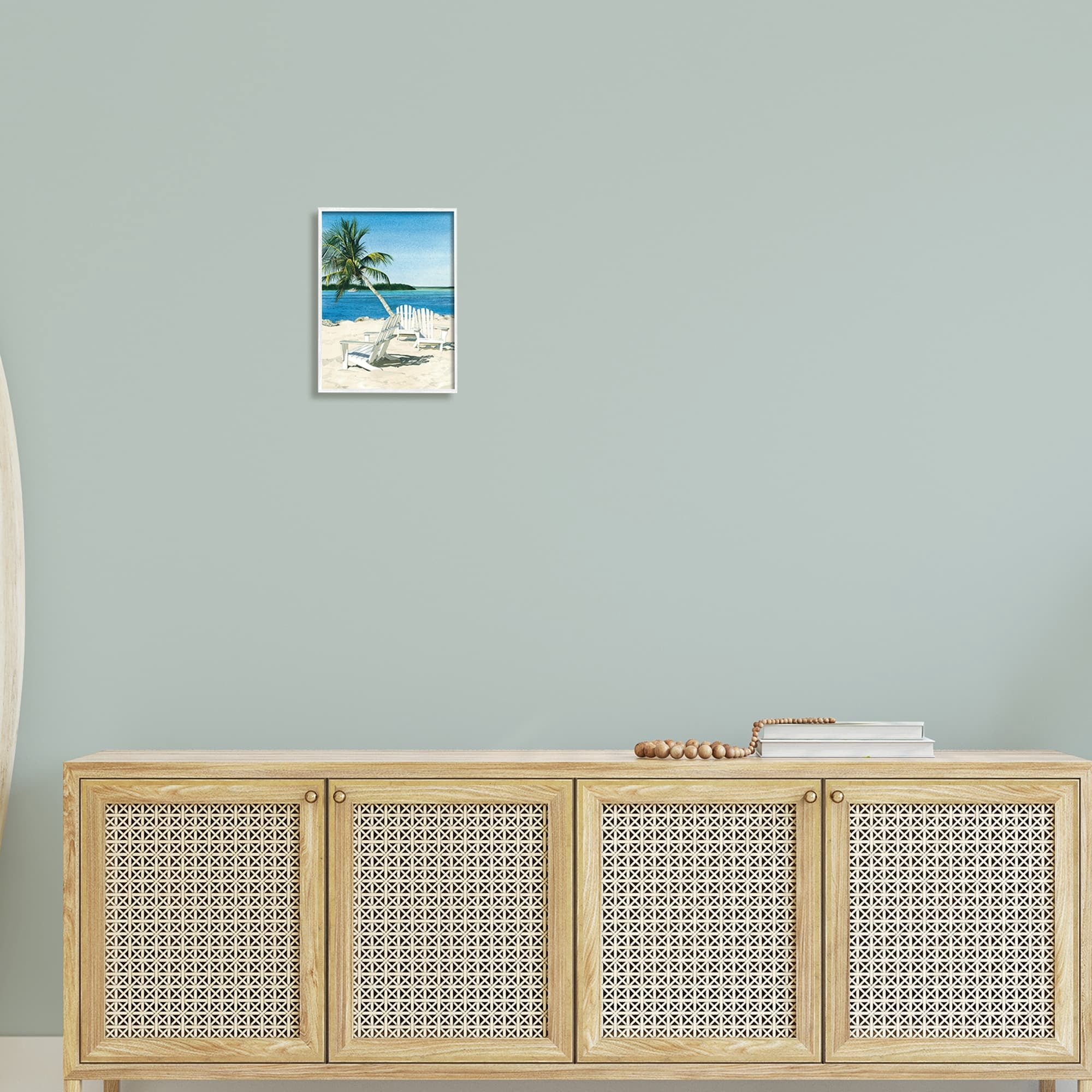Stupell Industries Palm Tree Beach Furniture Tropical Island Ocean Viewpoint ,11 x 14, Design by Linda Roberts