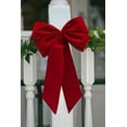 thumbnail image 2 of Red Velvet Outdoor Christmas Bows by Independence Bunting. 3-Pack! 6 Loop Gold Purl Edge Xmas Holiday Bows Home Decor - 9" Bow with 11" Tail. Free Shipping Available!, 2 of 5