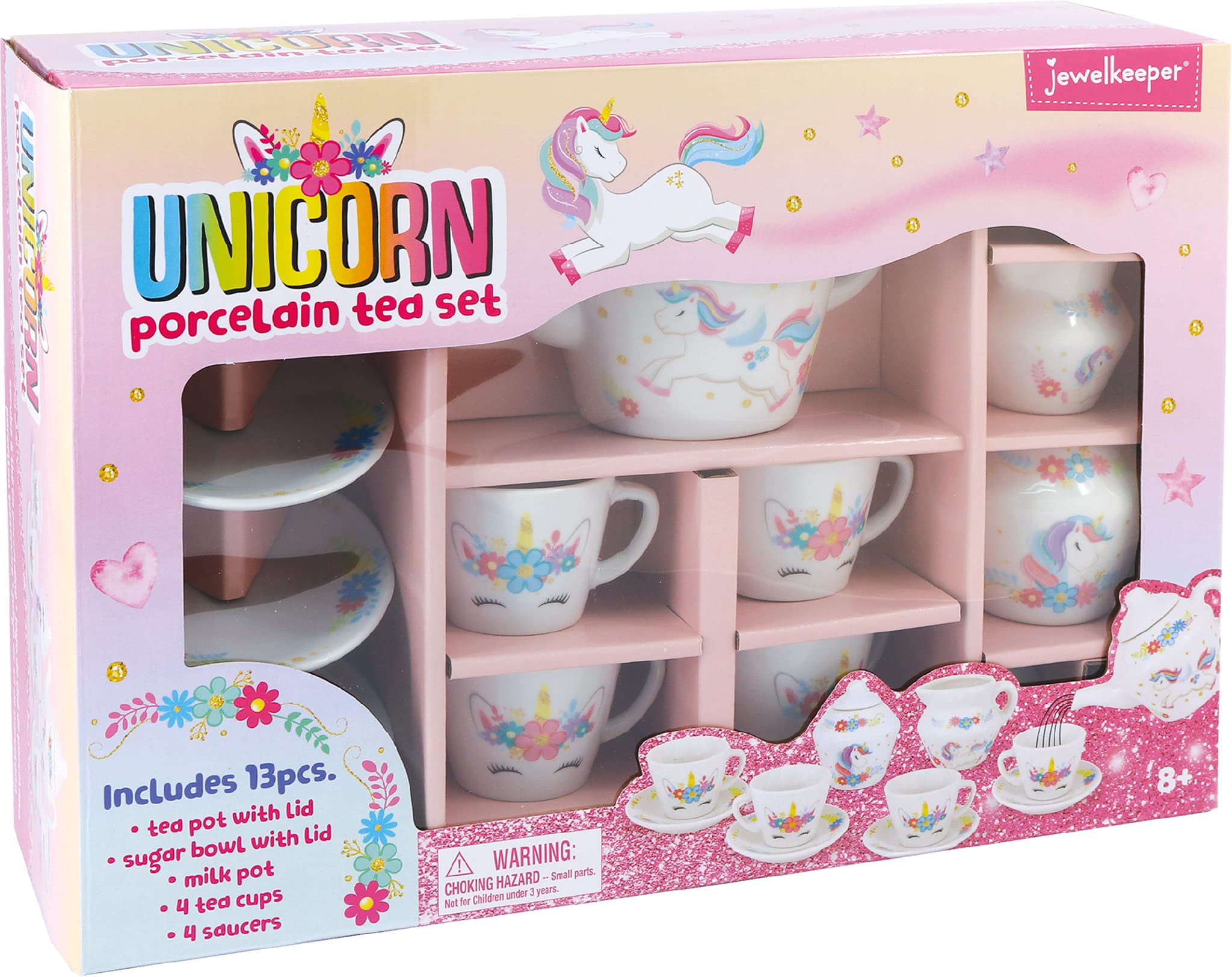 Porcelain Tea Set for Little Girls Pink Ceramic Tea Cups in a