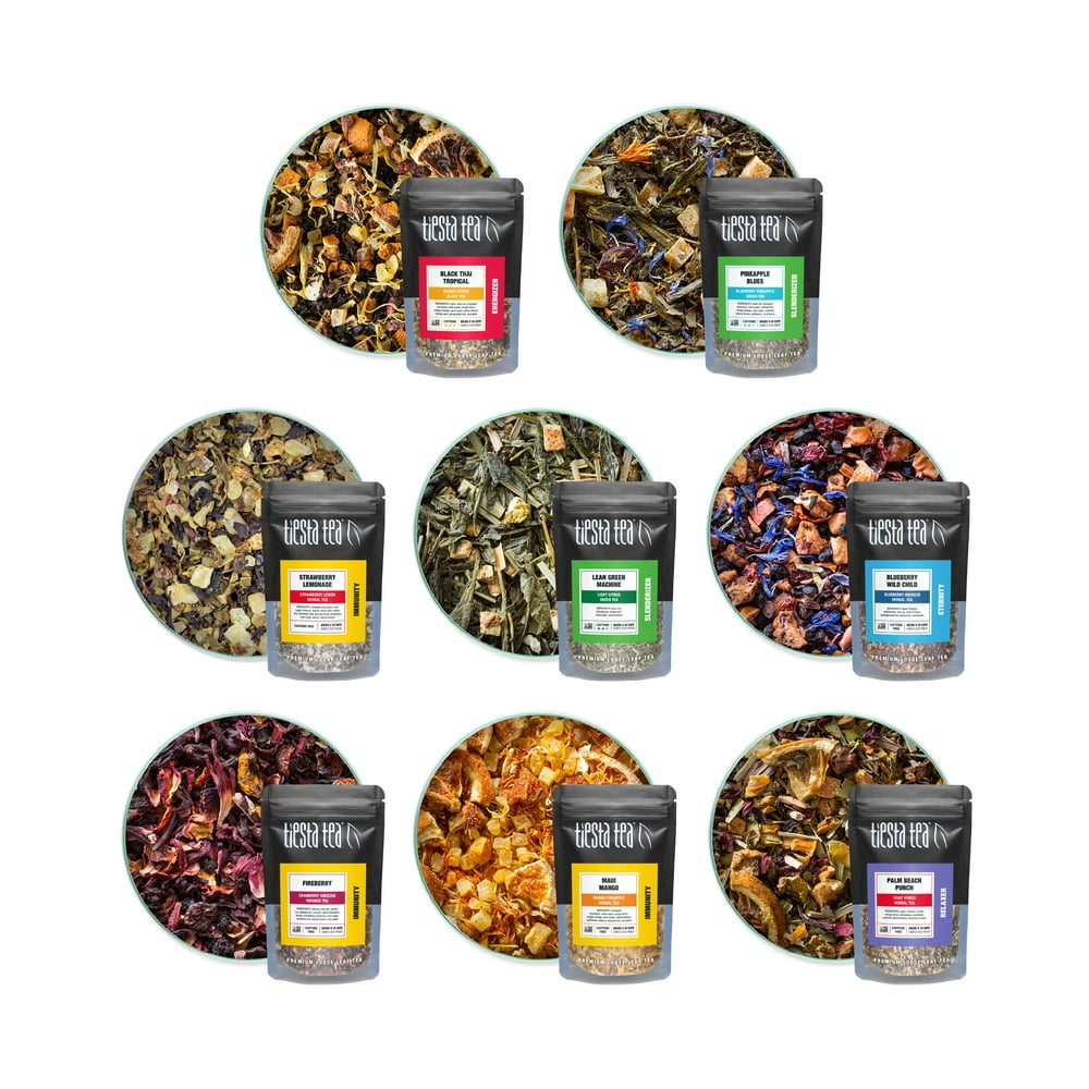 Tiesta Tea Iced Tea Loose Leaf Tea Sampler Set, 8 Sample Pouches