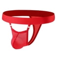 thumbnail image 2 of COSFO Red Mens Thongs Underwear Bulge Pouch Mesh G-String Sport Breathable Regular Fit Men's Underwear, 2 of 5