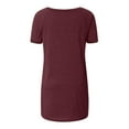 thumbnail image 4 of Camiseta casual con cuello en V superior para mujer, paño de verano suelto de lino de algodón, rojo vino, 3XL Scienceny  AP001830-38, 4 of 7