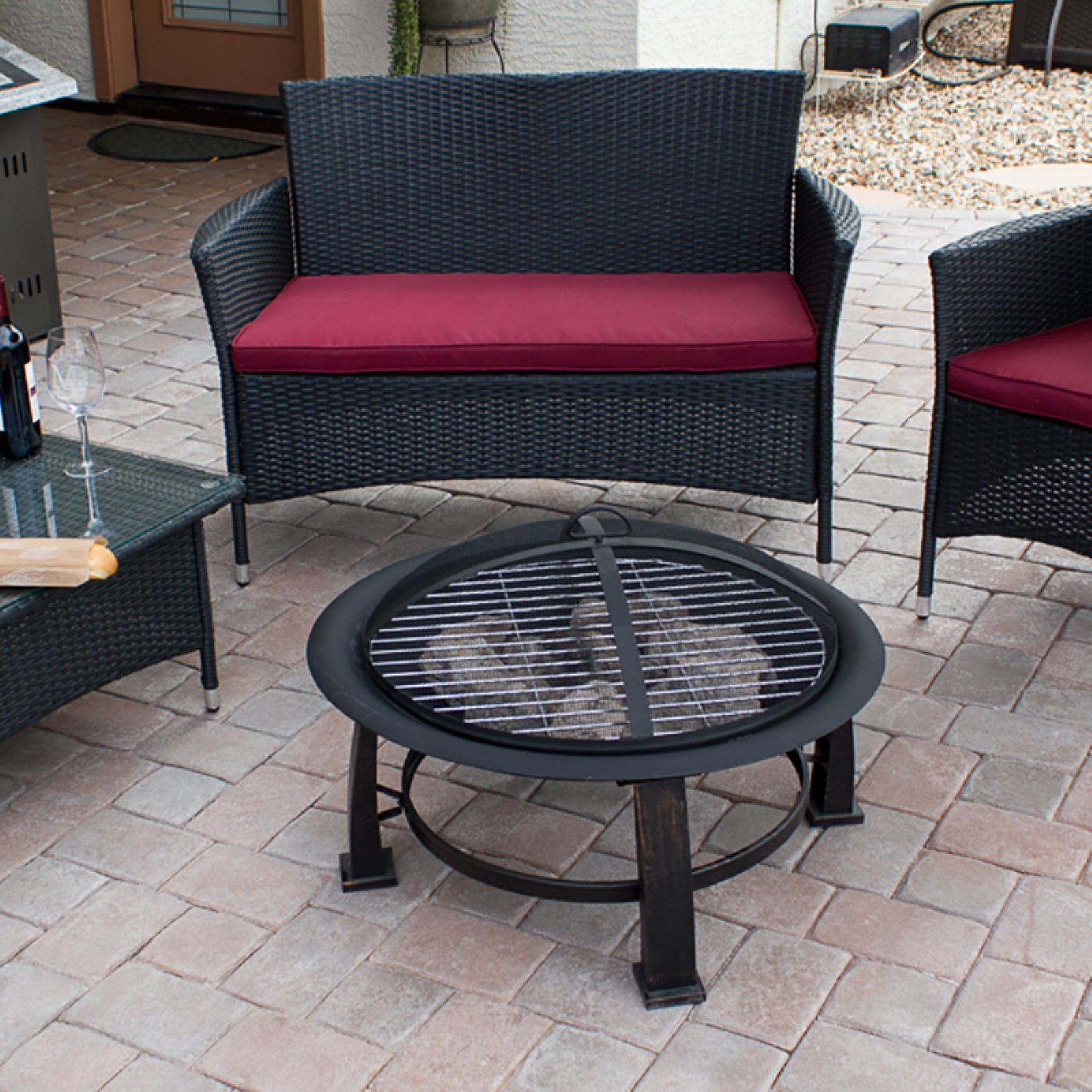 Az Patio Heaters 30 Diam Fire Pit With Cooking Grate Com