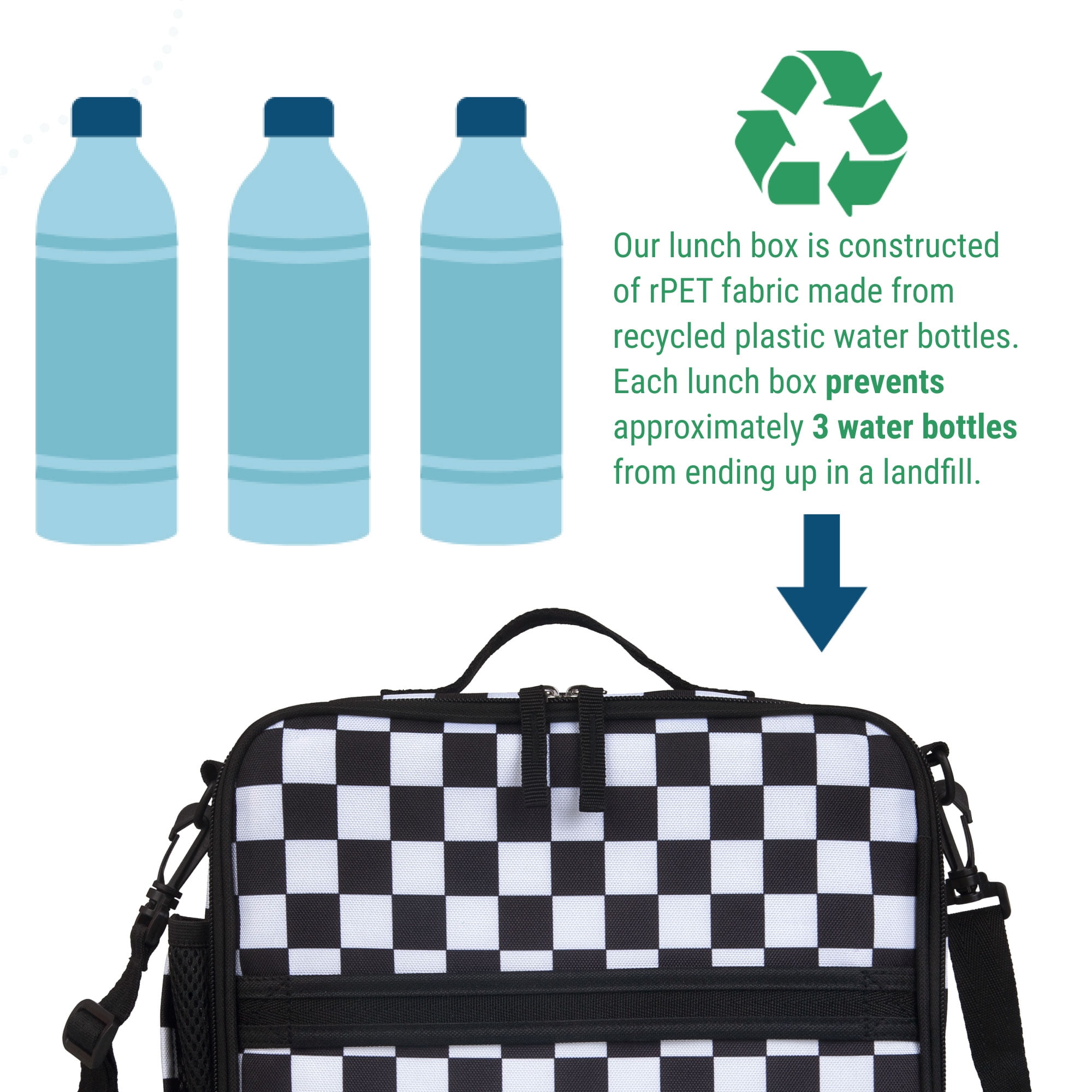 Wildkin Kids Black and White Checkered Eco Lunch Box