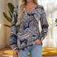 thumbnail image 1 of Heisall Women's Tops Spring Autumn 2025 New Arrival Long Sleeve V-Neck Loose Casual T-shirts with All-over Print Fashion, 1 of 5