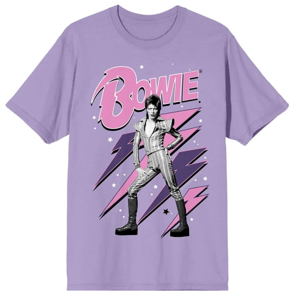 David Bowie Neon Spark & Stars Crew Neck Short Sleeve Purple Haze Women's T-shirt-XL